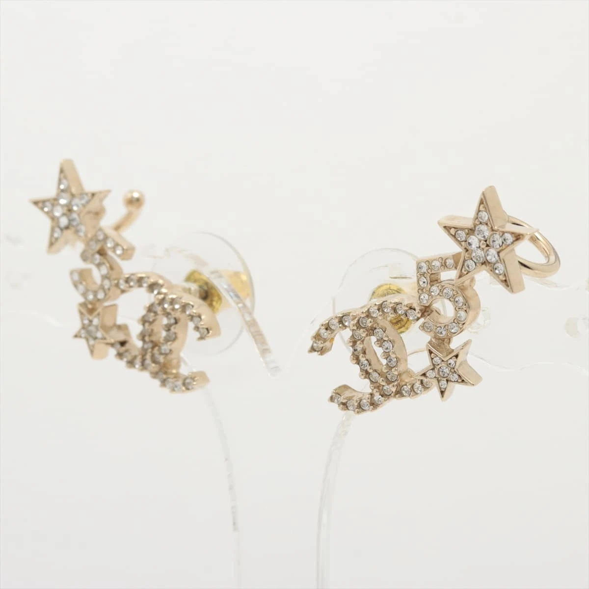 シャネル ココマーク C22S ピアス(両耳用) GP×ラインストーン  