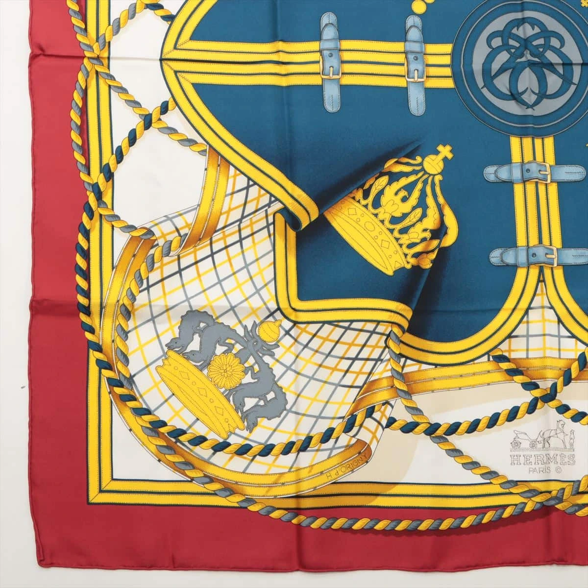 美品 HERMES エルメス カレ90 馬の礼装 タグつき エルメス カレ90 GRANDE TENUE 馬の礼装 スカーフ シルク スレ