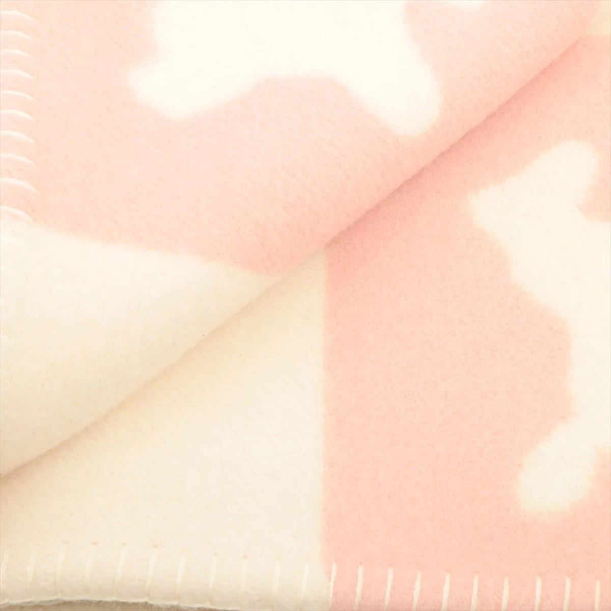 エルメス ブランケット ウール×カシミヤ ホワイト×ピンク A1680211 