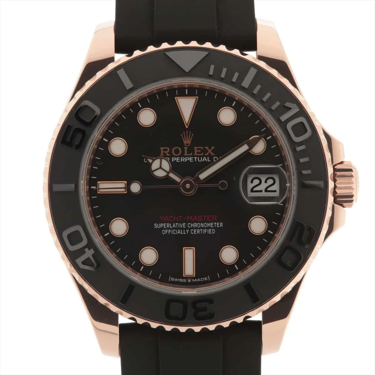 ロレックス ヨットマスター 268655 PG×ラバー AT 黒文字盤 AP025806