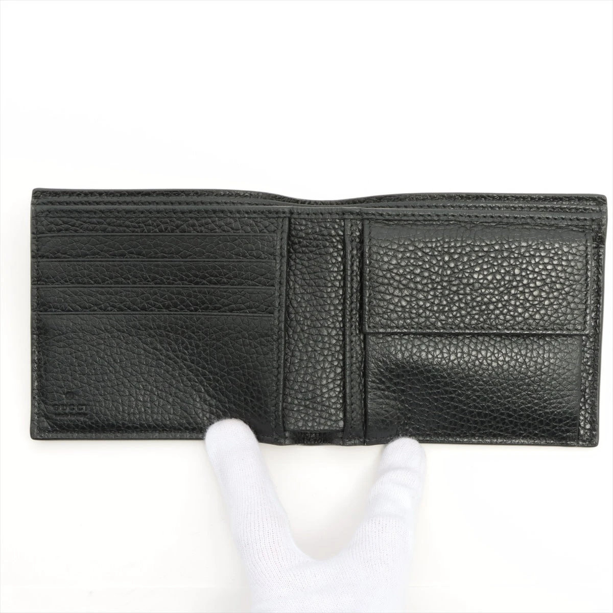 グッチ 473922 レザー 二つ折り財布 ブラック A1835288｜中古