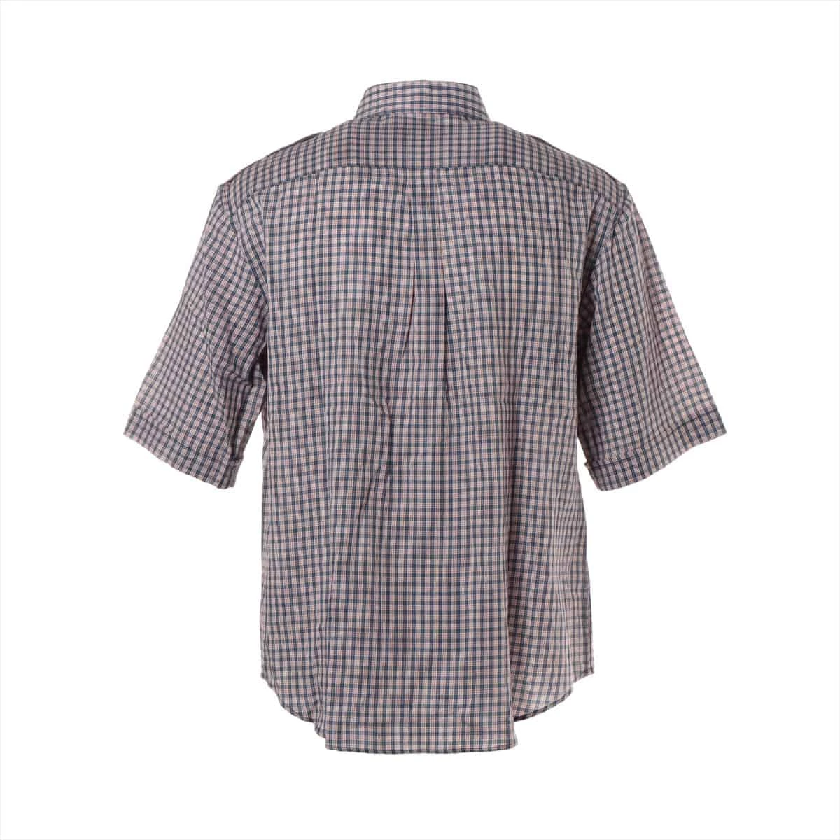 グッチ コットン チェックシャツ 48 メンズ ネイビー×レッド