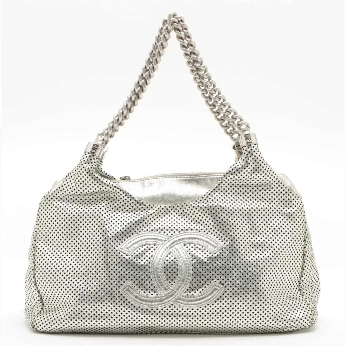シャネル レザー ココマーク パンチング 2way ショルダーバッグ 美品級 CHANEL/シャネル 本物ココマーク パンチングレザー2way