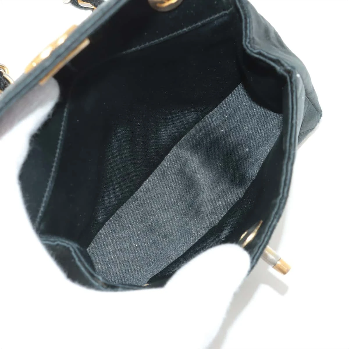 シャネル ミニマトラッセ サテン チェーンショルダーバッグ ブラック