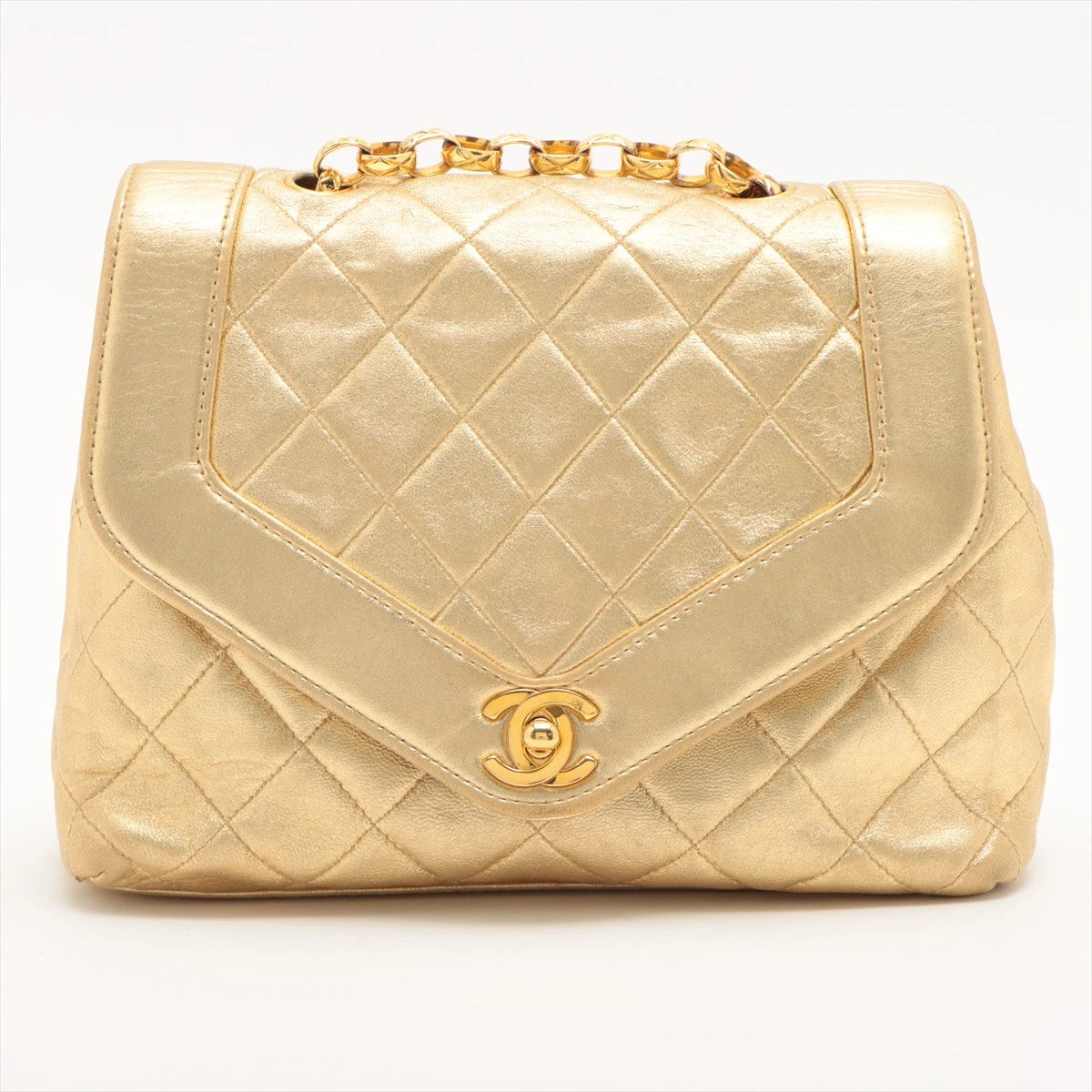 CHANEL マトラッセ ラムスキン 23cm イエロー ゴールド金具 CHANEL シャネル チェーンショルダー マトラッセ ゴールド金具