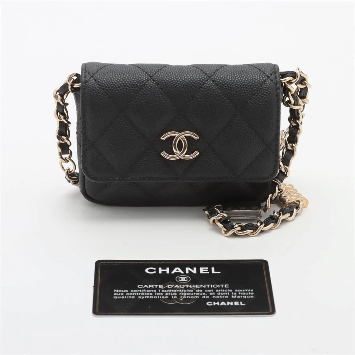 シャネル ミニミニマトラッセ キャビアスキン チェーン