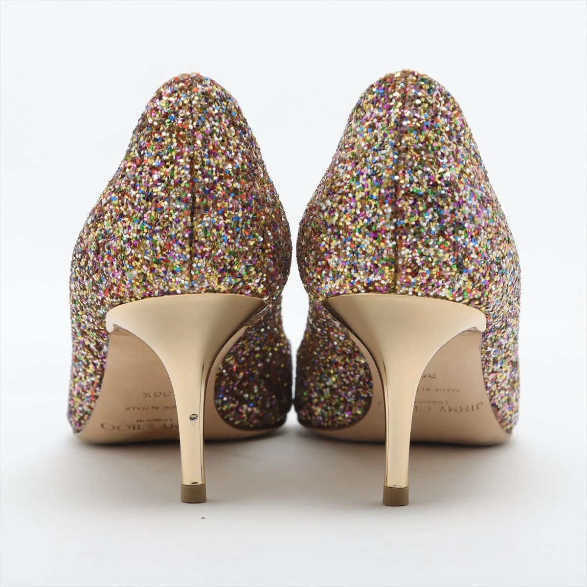 ジミーチュウ グリッター オープントゥパンプス 36.5 レディース