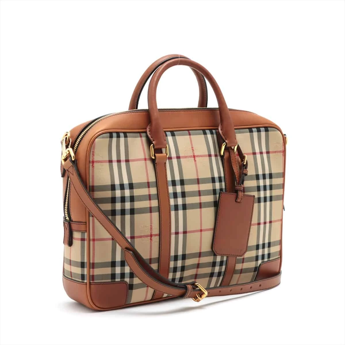 【希少】バーバリー　ビンテージ　ビジネスバッグ　レザー　ノバチェック　A4　自立 BURBERRY バーバリー ノバチェック 2WAY ビジネスバッグ PVC