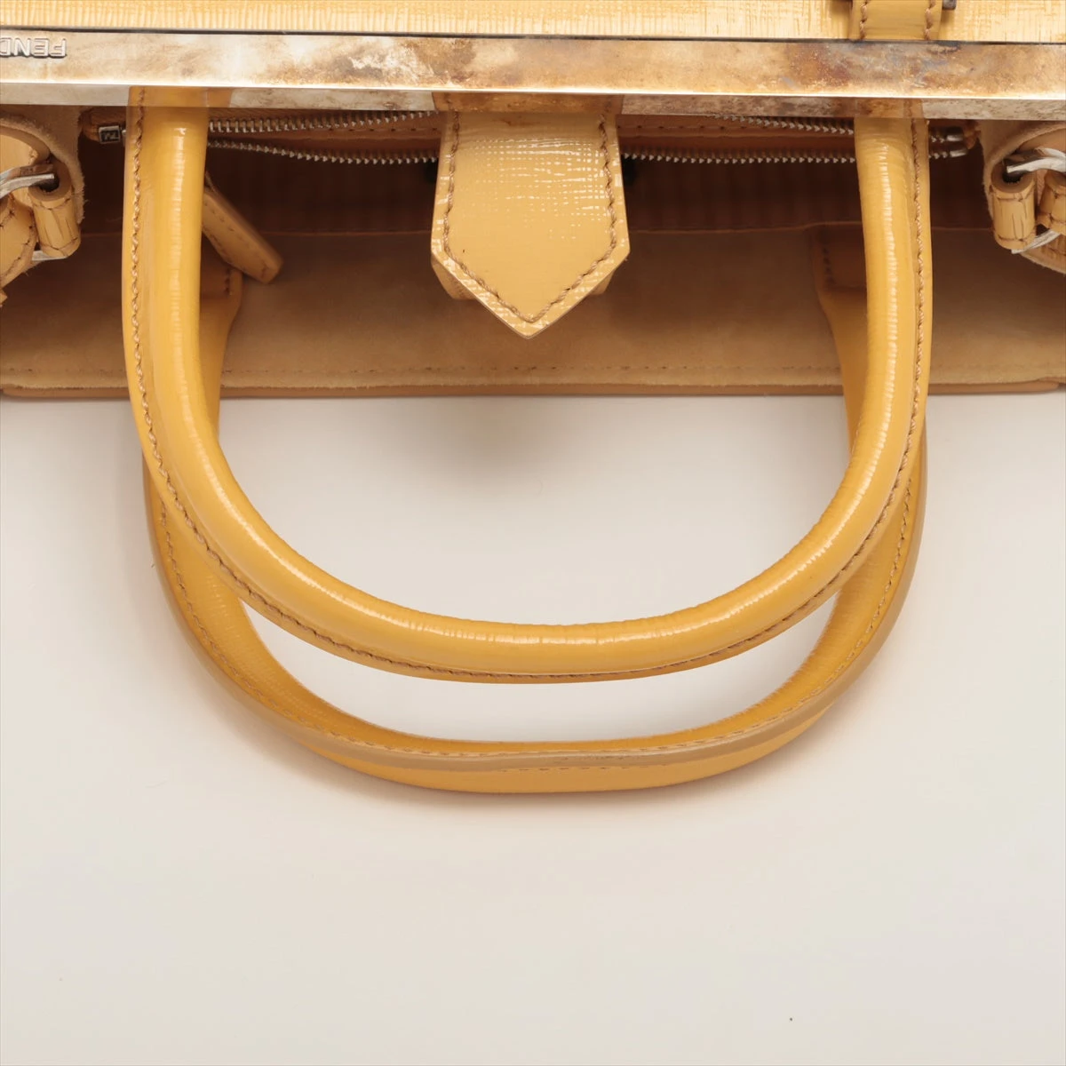 c49【美品】フェンディ トゥージュール イエロー レザー2way