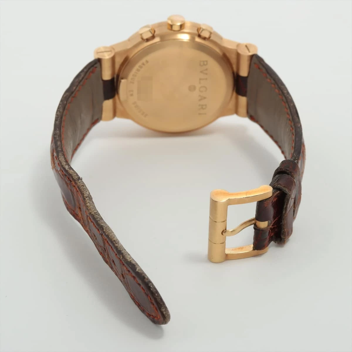 #*1様 ブルガリ　ディアゴノ腕時計 ブルガリ ディアゴノスポーツクロノグラフ CH35G 750×革 QZ アイボリー