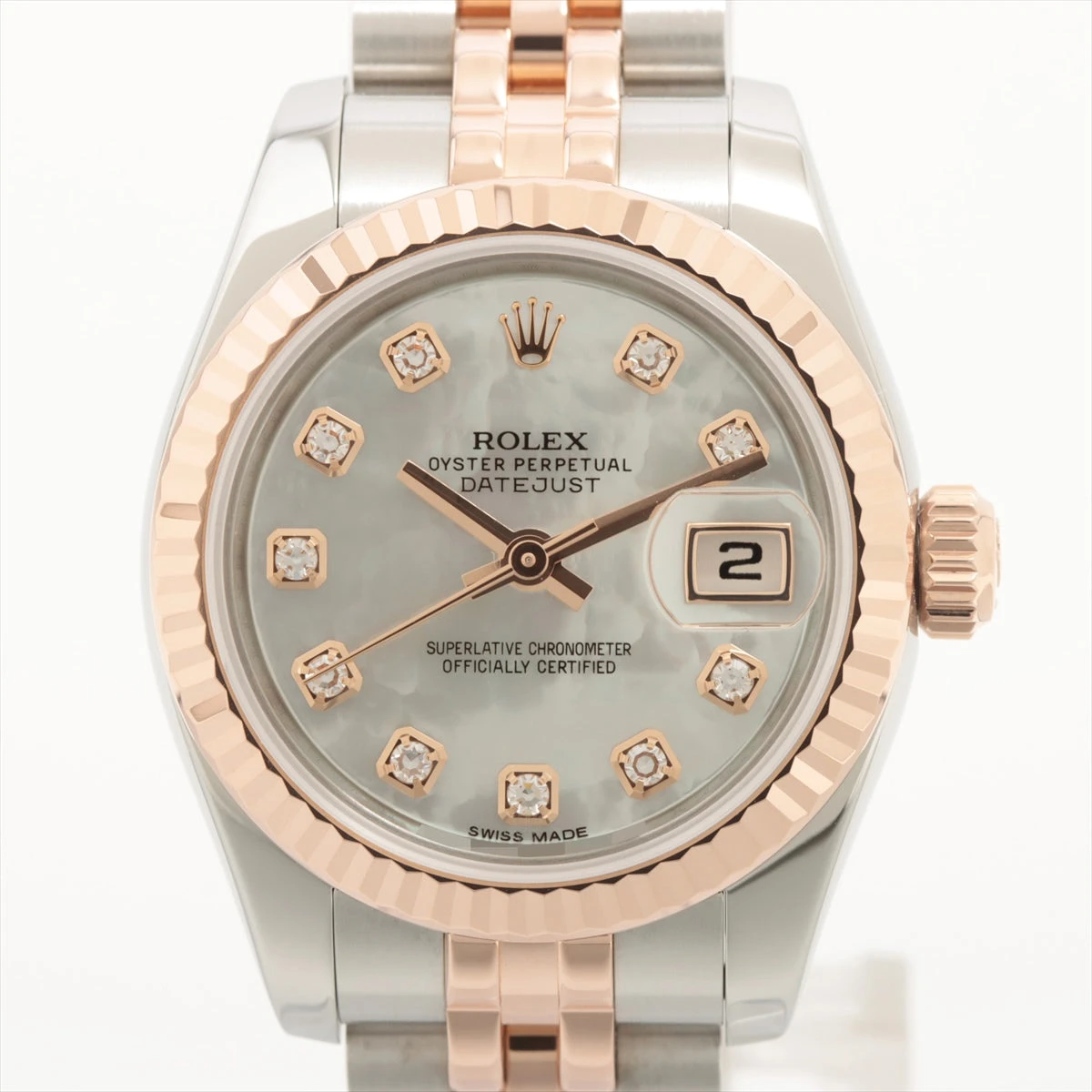 ロレックス デイトジャスト 179171NG SS×PG AT シェル文字盤 あまりごま3