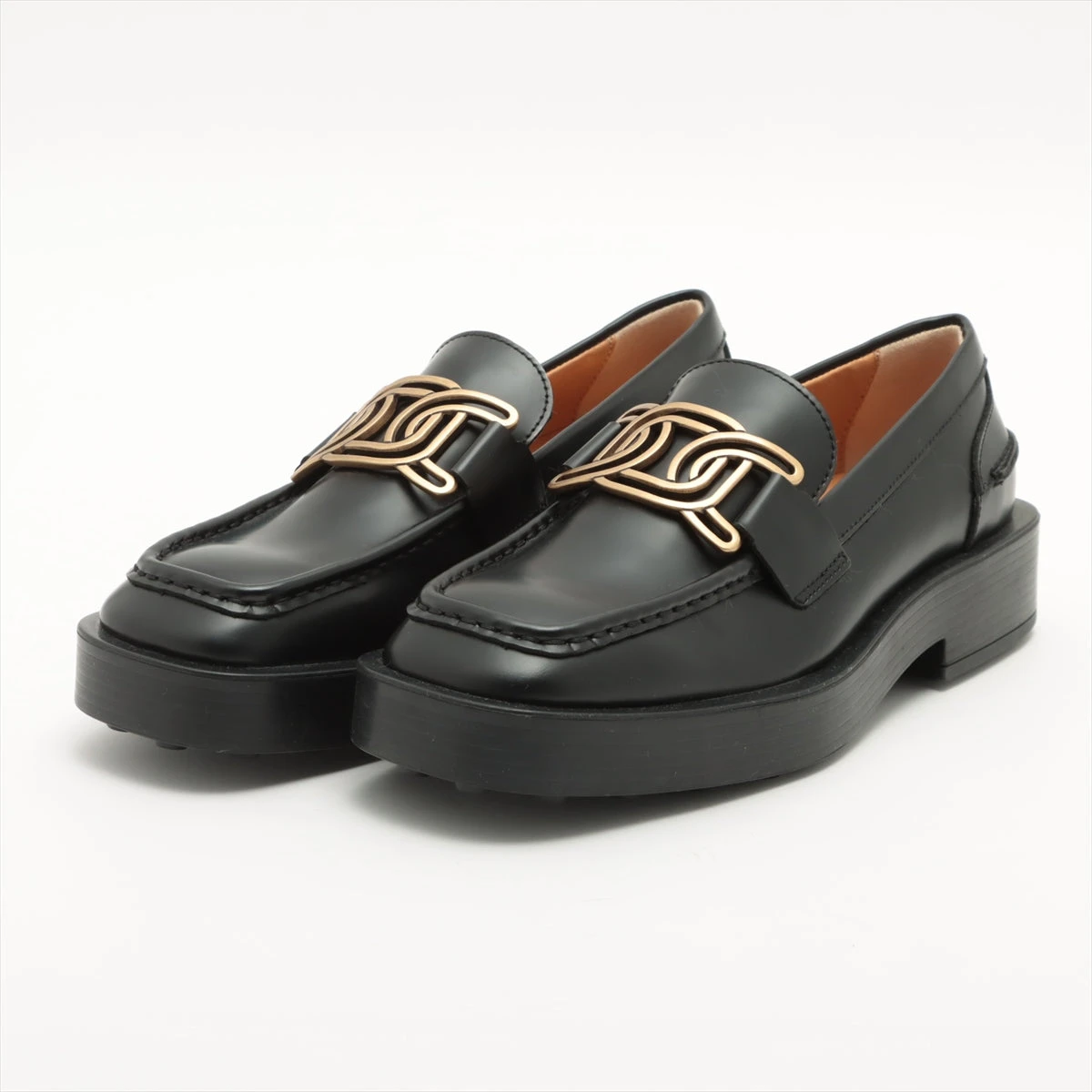 【新品】 TODS ローファー ケイト レザー ロゴ ブラック 37 TOD'S TODS トッズ ローファー Kate ケイト XXW02E0IH20GOC