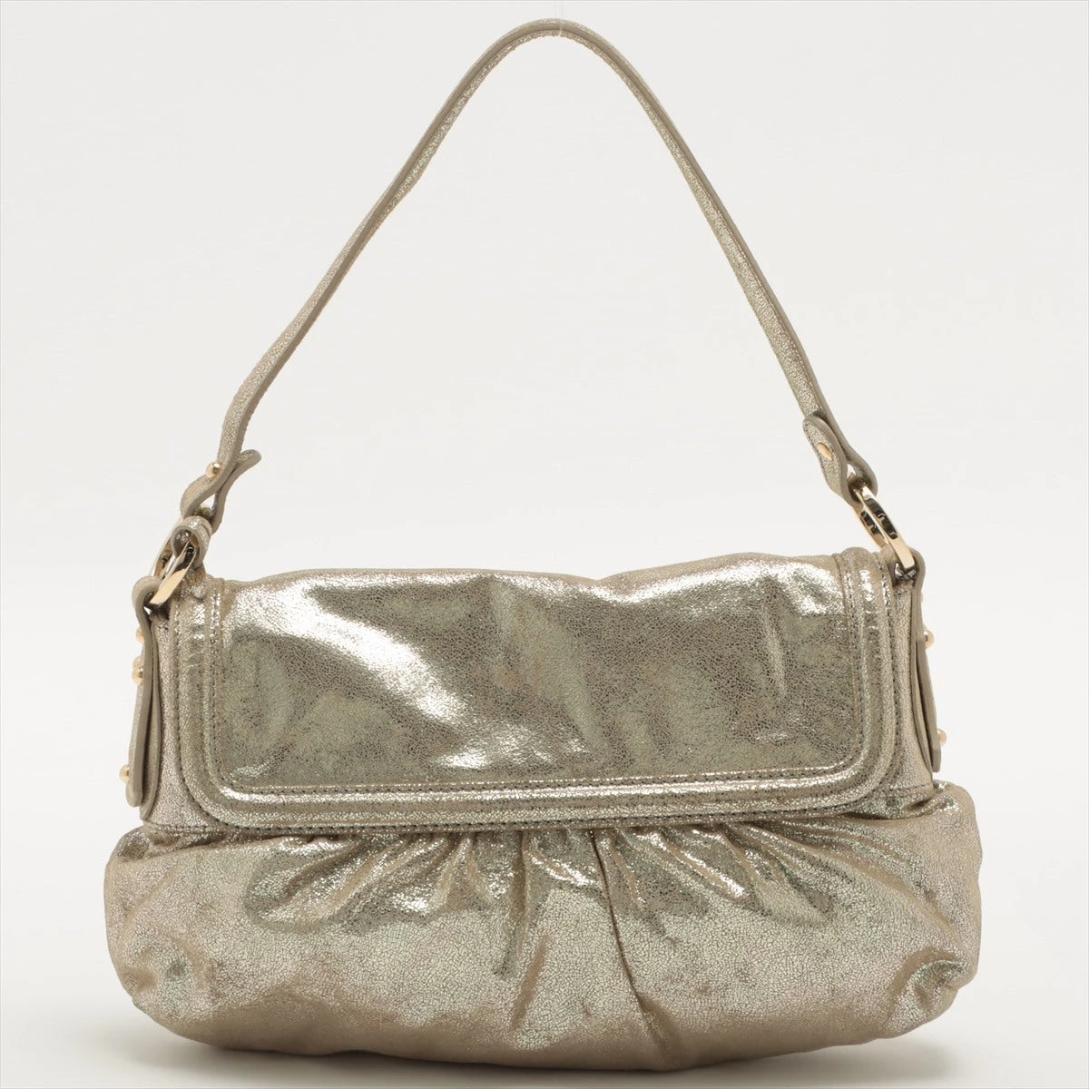 フェンディ レザー ショルダーバッグ ゴールド 8BR353 A1869438｜中古  