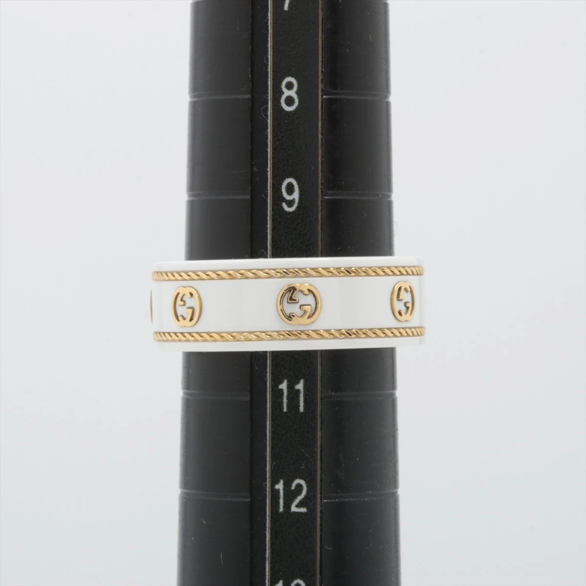 グッチ インターロッキングG リング 750(YG)×セラミック 4.8g 11 