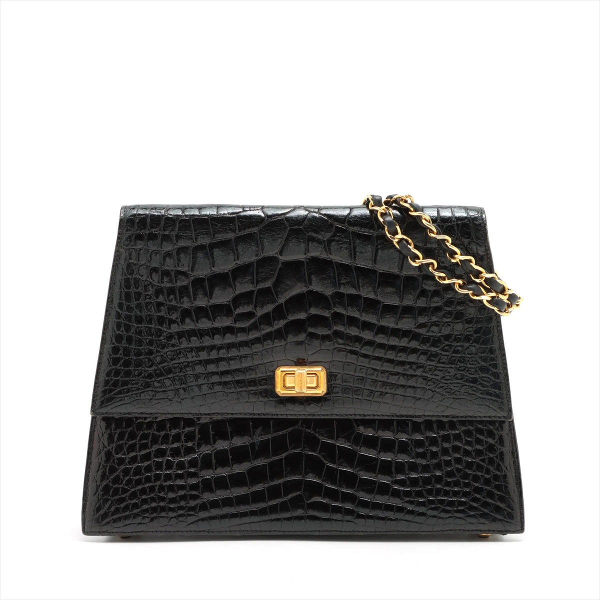 シャネル ココマーク クロコ チェーンショルダーバッグ ブラック