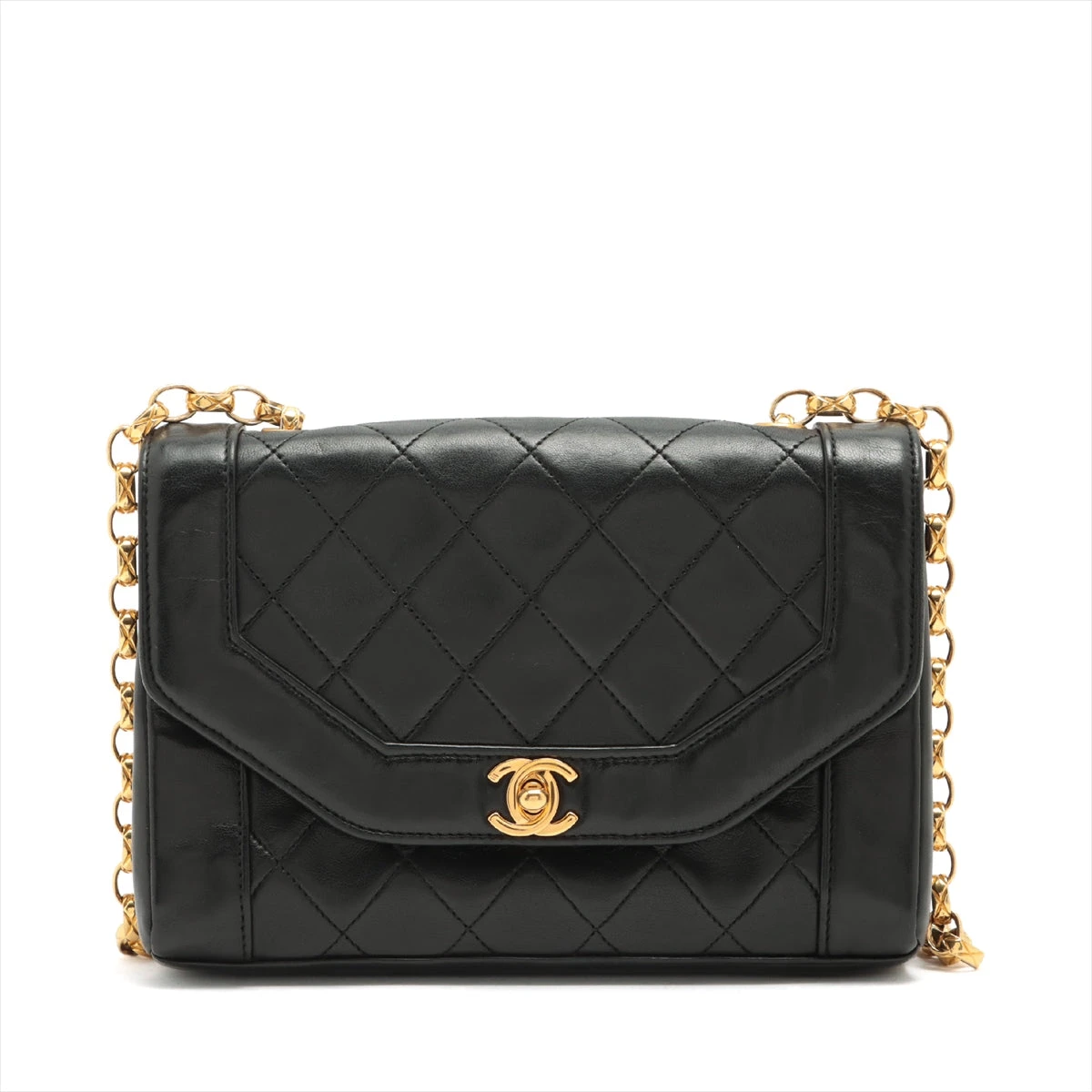 シャネル マトラッセ ラムスキン チェーンショルダーバッグ ブラック