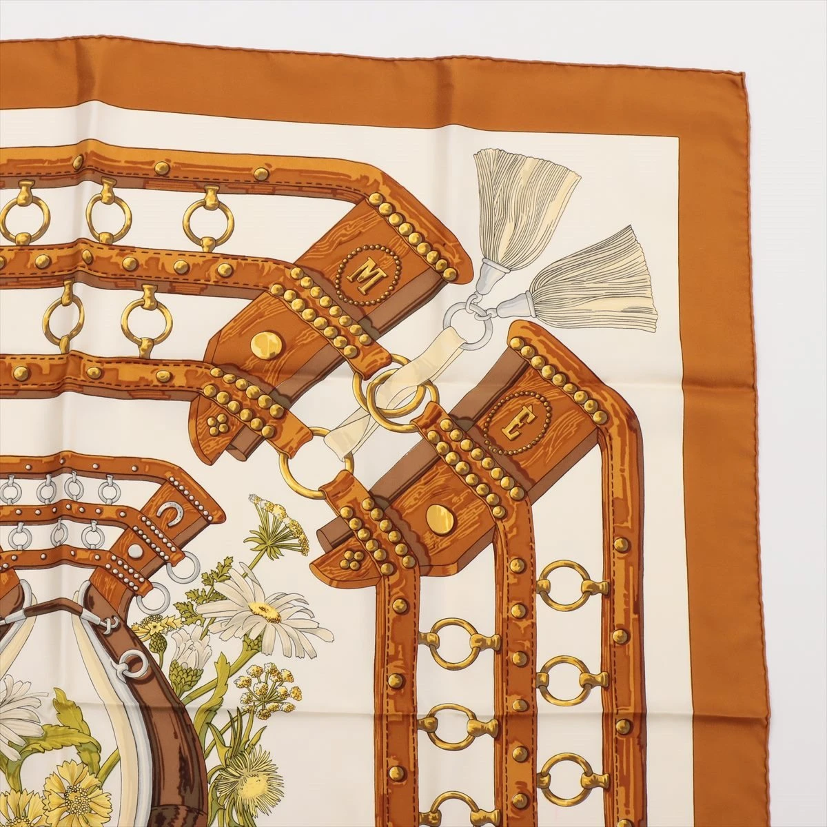 り*ま様 HERMES エルメス スカーフ カレ90 AUX CHAMPS ネイ エルメス カレ90 AUX CHAMPS フィールドへ スカーフ シルク キャメル