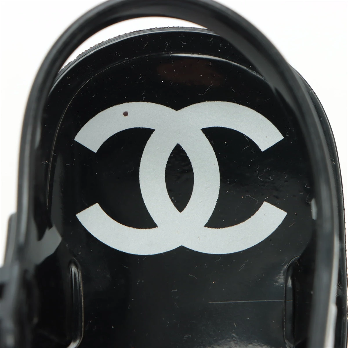 パール&チェーンに大きいロゴが可愛い【CHANEL】 華やかサンダル シャネル ココマーク ラバー サンダル 35 レディース ブラック