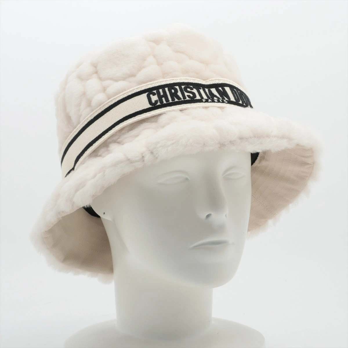 ディオール カナージュ ハット 58 コットン×ラムスキン ホワイト