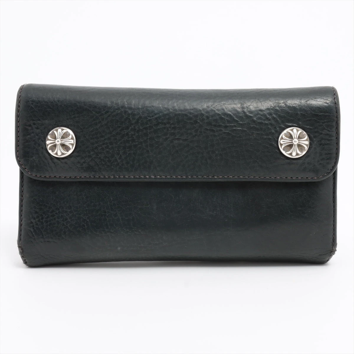 クロムハーツウェーブ ウォレット レザー925 黒クロスボール