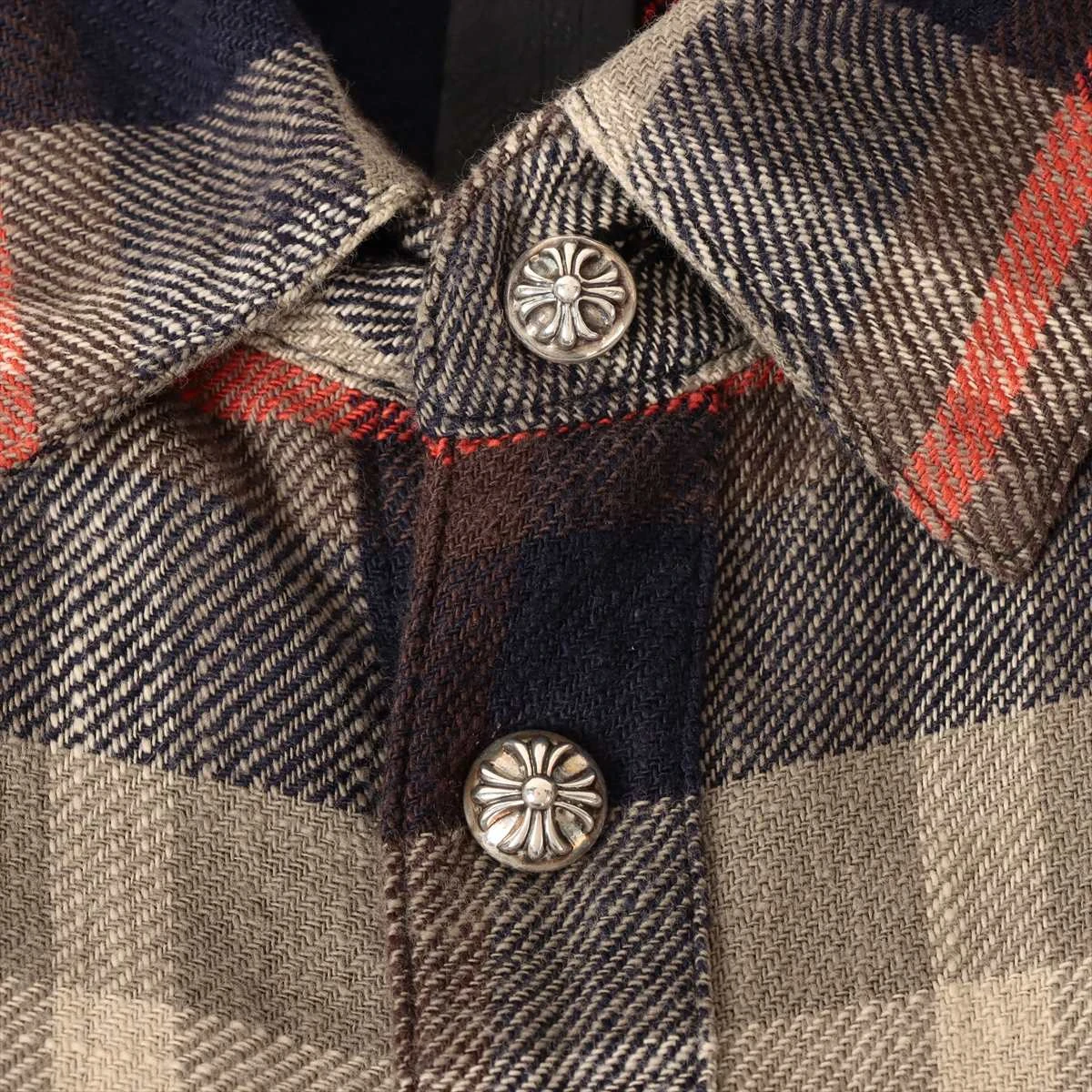 クロムハーツ　レザーワッペン　チェックシャツ CHROME HEARTS クロムハーツ（原本無） レザー クロス パッチ