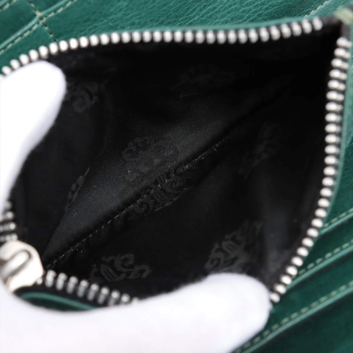 クロムハーツ REC F ZIP 財布 レザー×925 グリーン エイリアンラブ