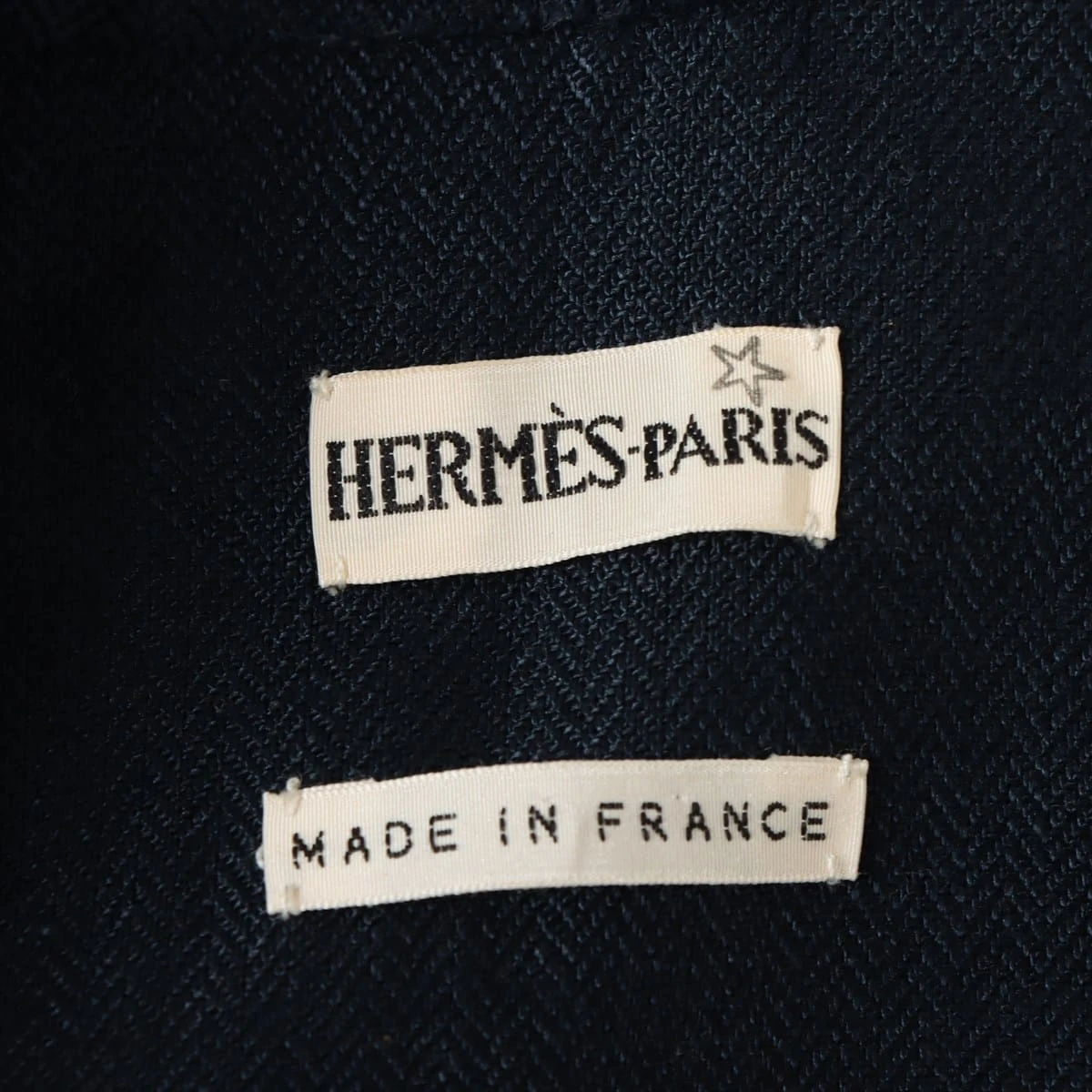 【極希少スターマーク】エルメス マルジェラ期 リネンテーラードジャケット 36 エルメス マルジェラ期 リネン セットアップ 38 レディース ネイビー