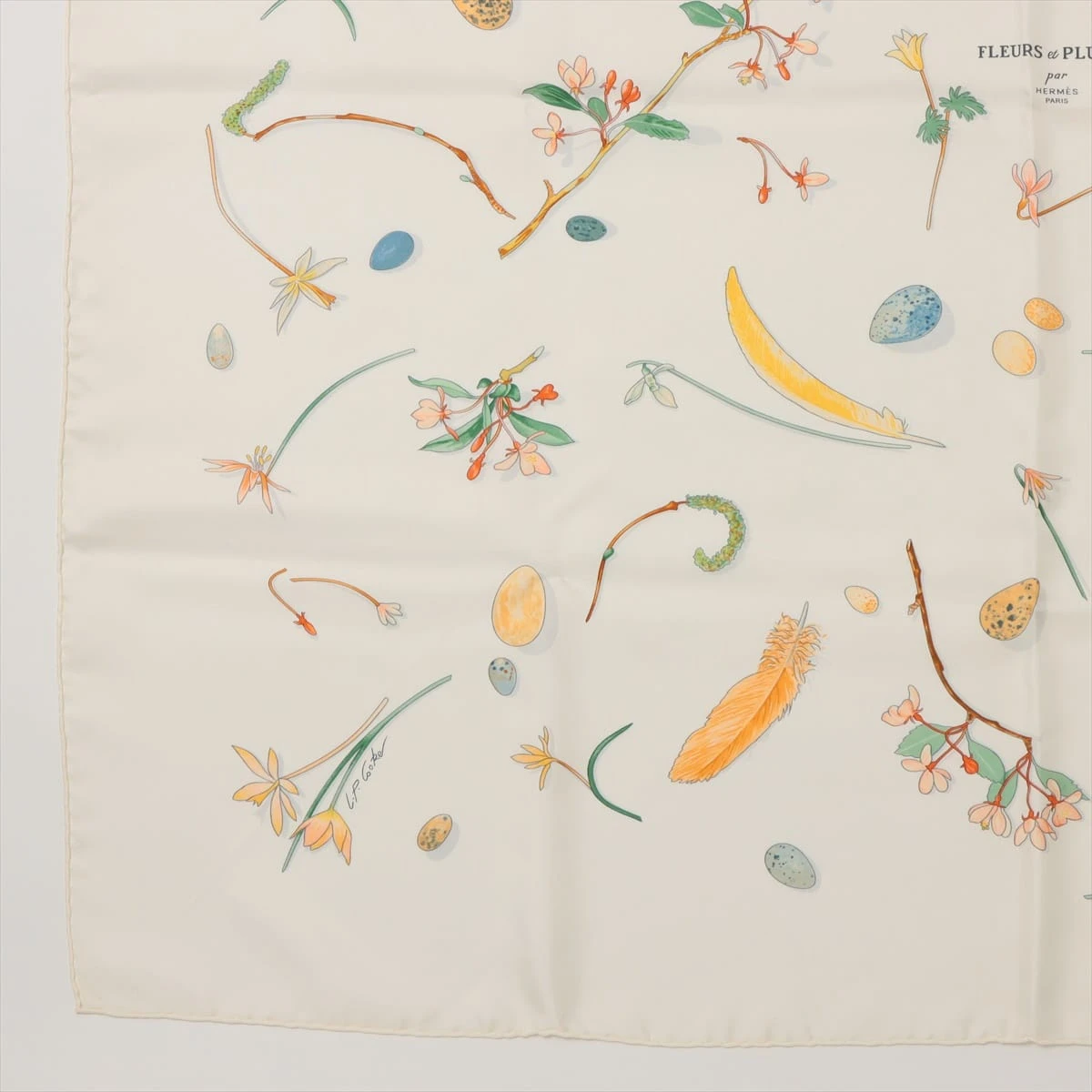 エルメス カレ90 fleurs et plumes フルール エ プリュム