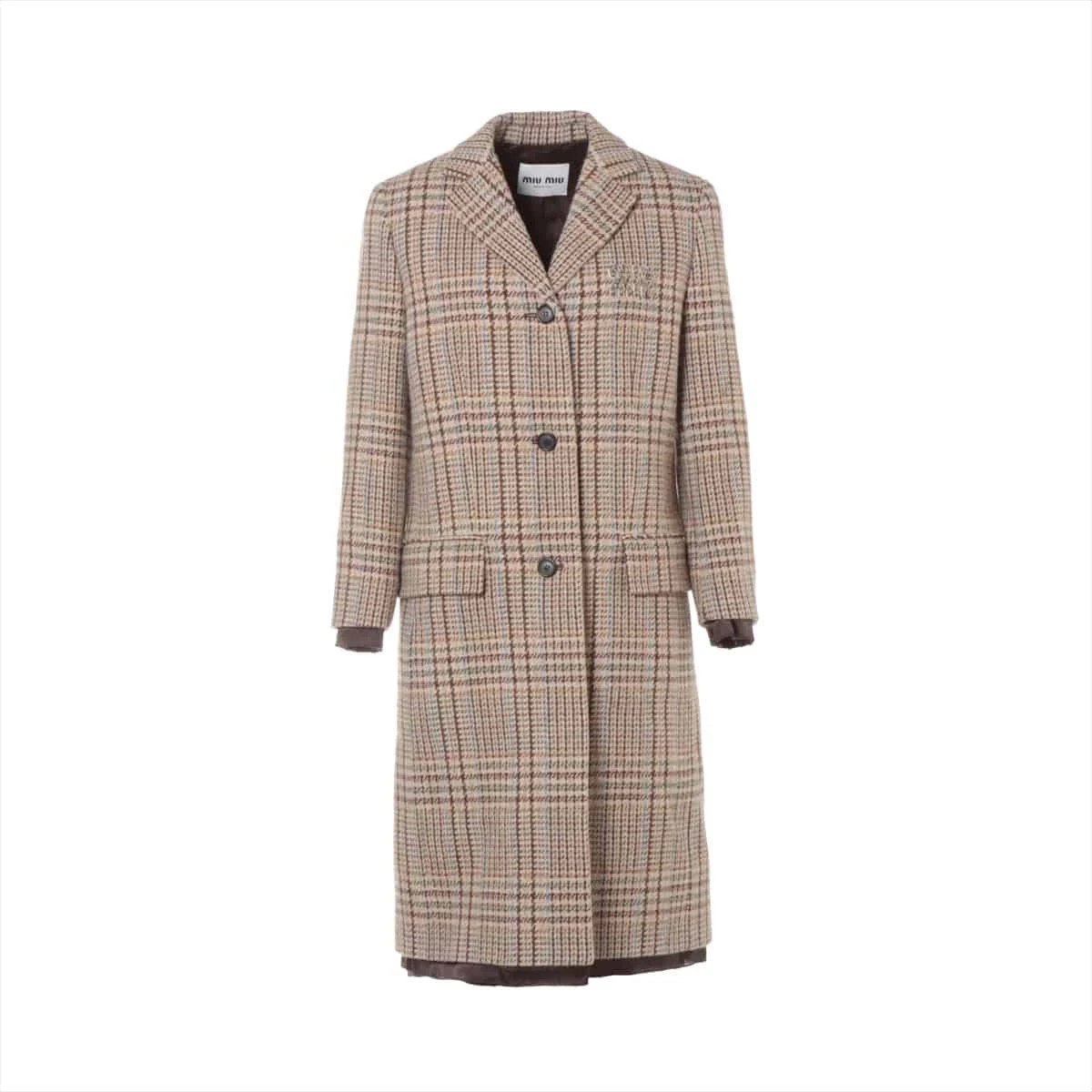 ミュウミュウ 22AW ウール ロングコート 38 レディース ベージュ