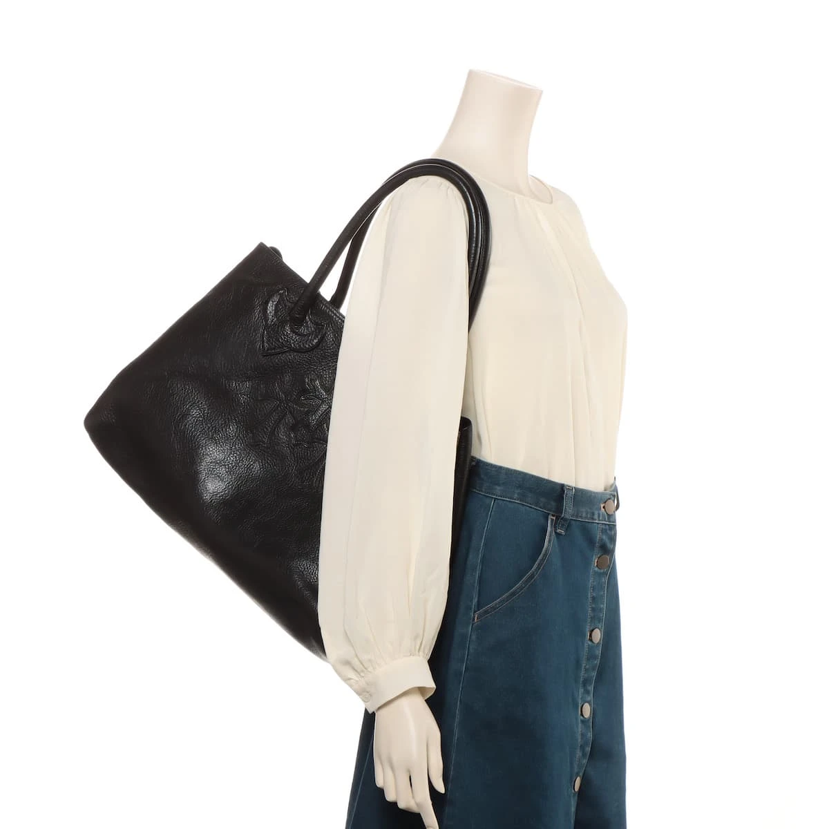 クロムハーツ セメタリークロス トートバッグ レザー×925 ブラック