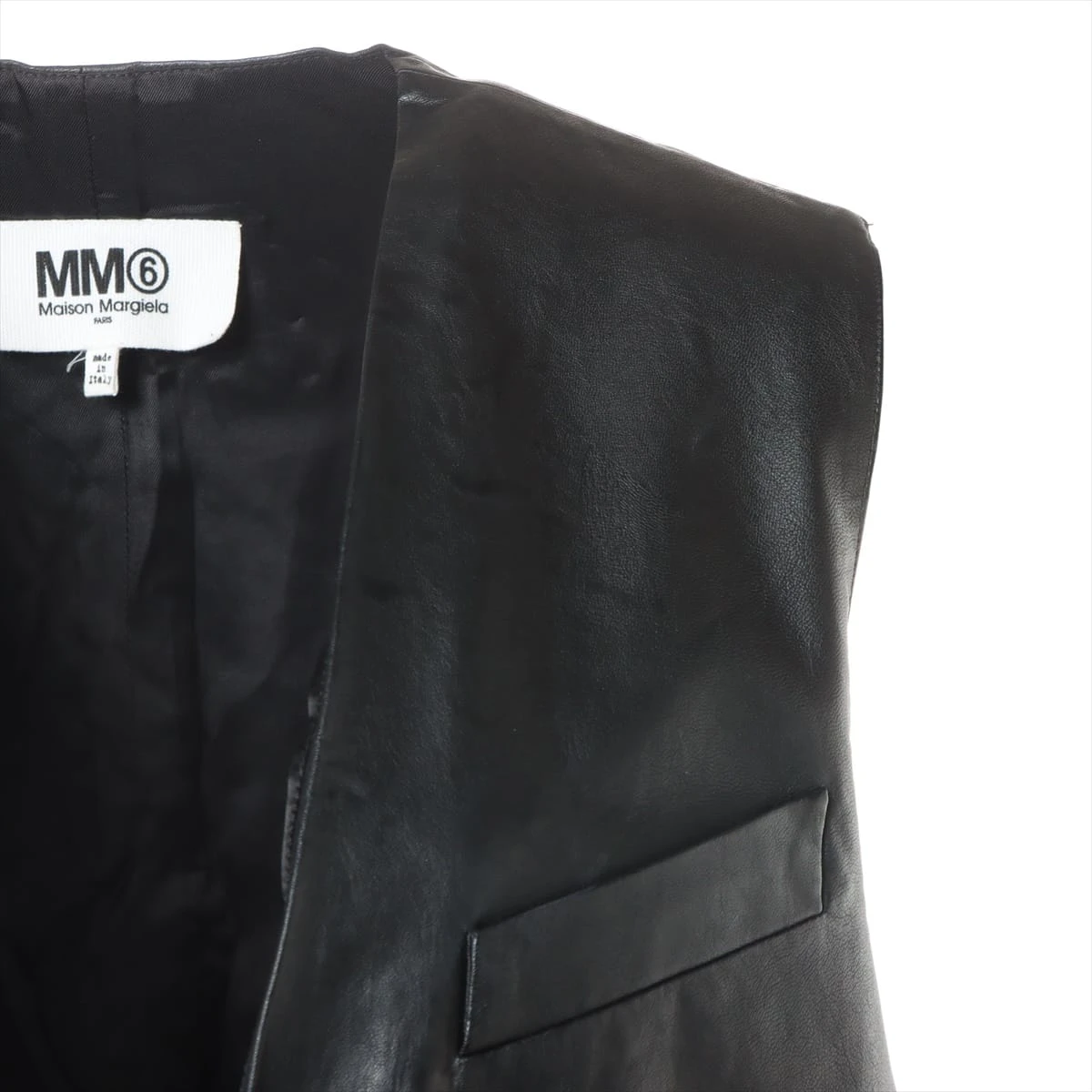 MM6 フェイクレザー ノースリーブワンピース 36 レディース ブラック