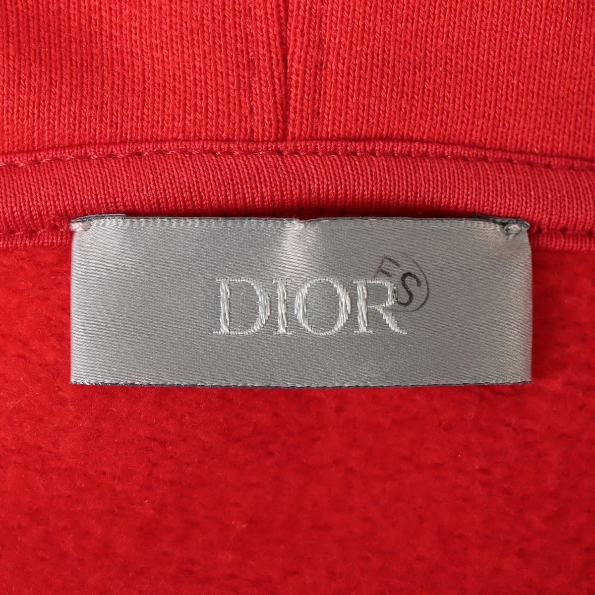 【美品】DIOR ディオール パーカー レッド 赤 44 ディオール コットン パーカー S メンズ レッド ロゴ刺繡フーディ