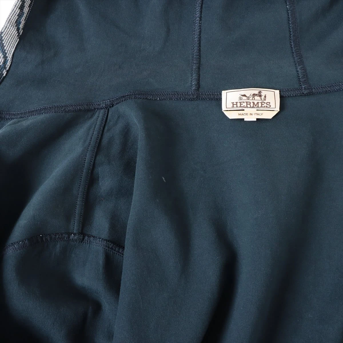 エルメス コットン パーカー XXL メンズ ネイビー ジップアップ