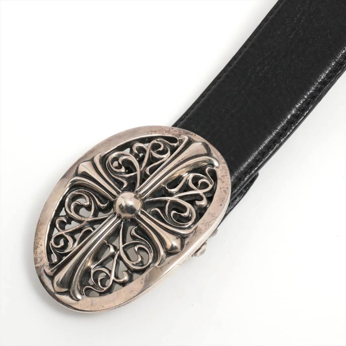 クロムハーツ クラシックオーバルクロスバックル ベルト レザー×925