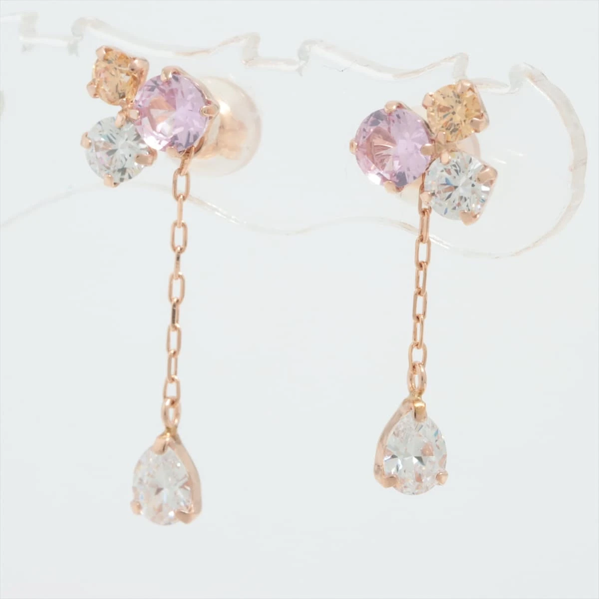 4℃ カラーストーン ピアス K10(PG) 総0.8g キャッチ パーツ