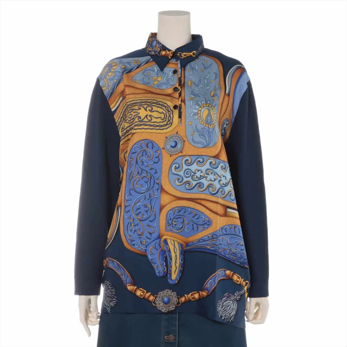 【美品】HERMES シルク コットン ポロシャツ カシミヤ混 Lイタリア製 HERMES シルク コットン ポロシャツ カシミヤ混 Lイタリア製