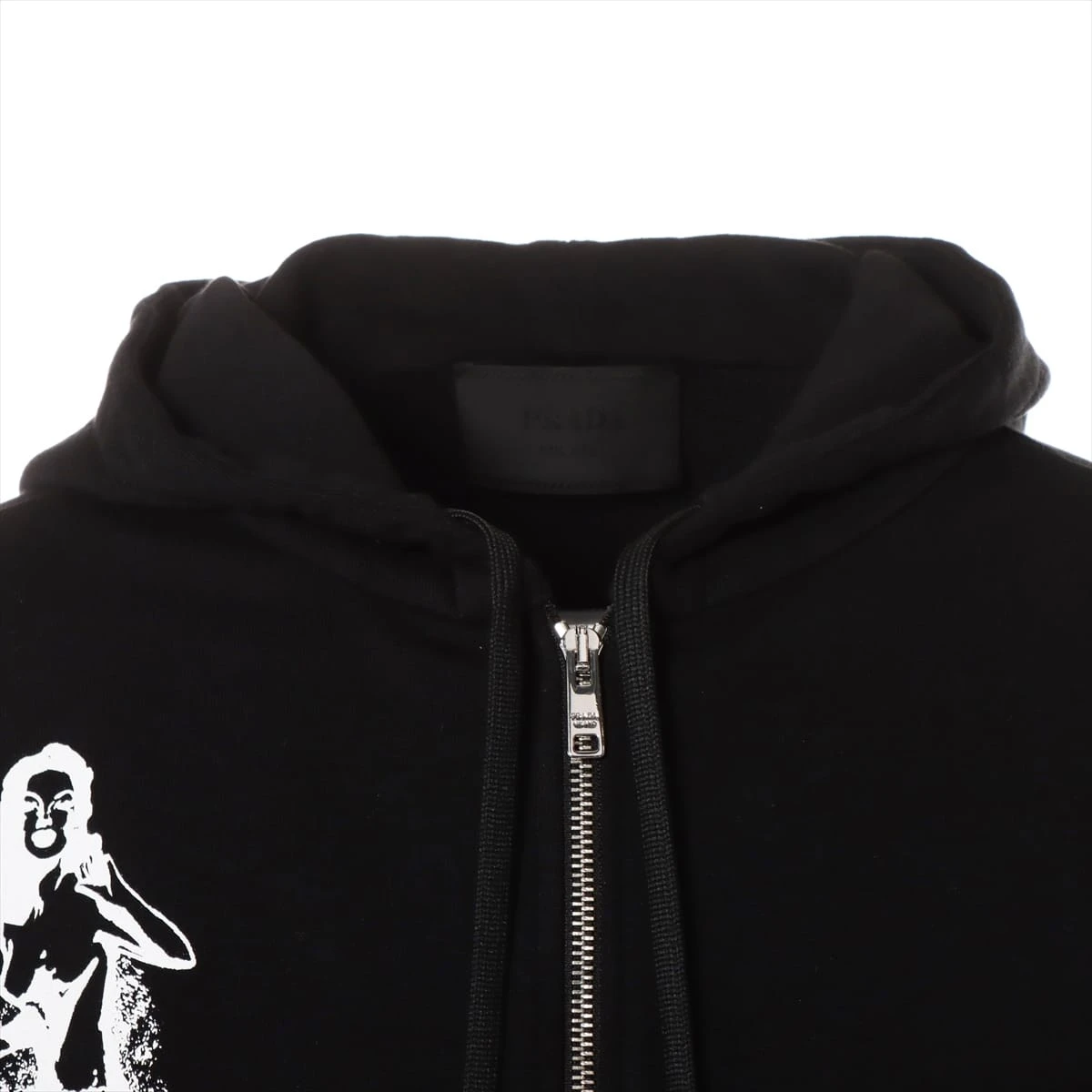 は*か様 PRADA ブラックパーカー XS プラダ 22SS コットン パーカー XS メンズ ブラック UJL13A 三角