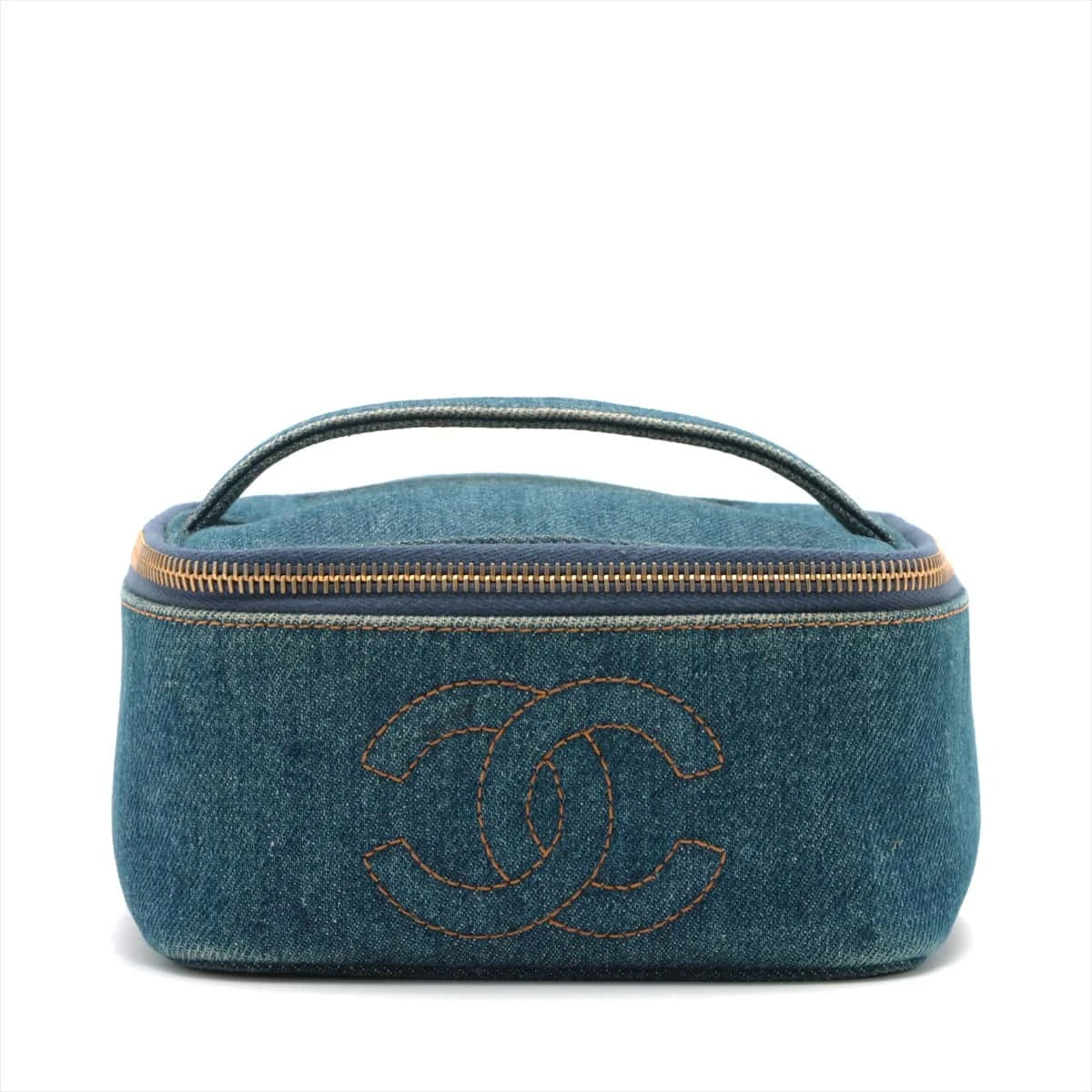 シャネル ココマーク デニム バニティバッグ ブルー ゴールド金具  