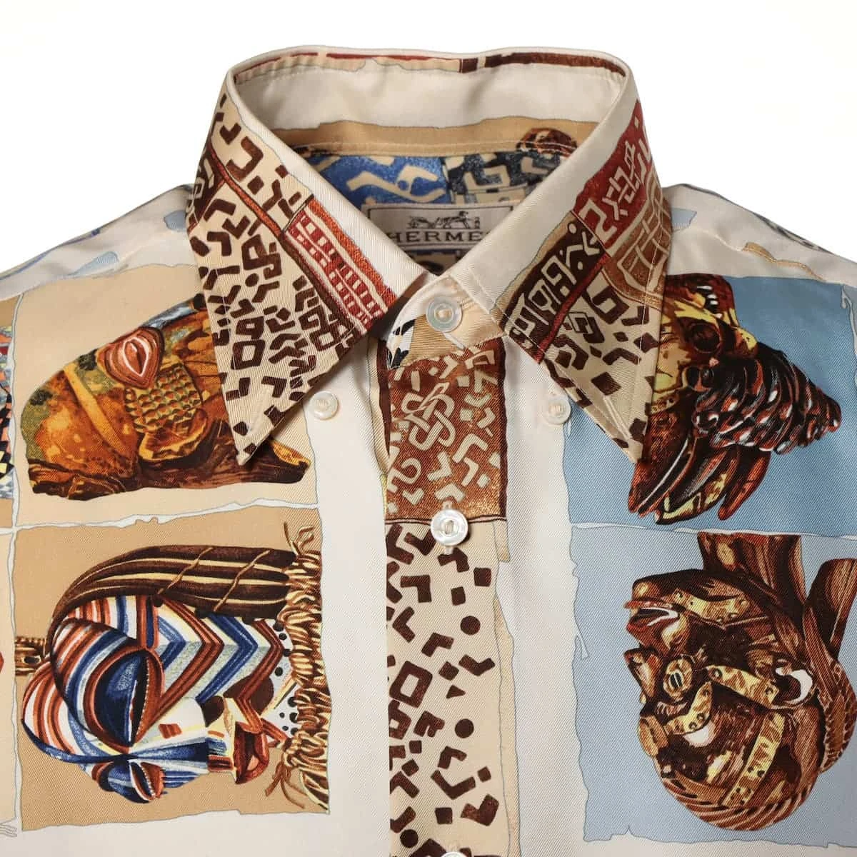 エルメス セリエ シルク シャツ 40 メンズ マルチカラー