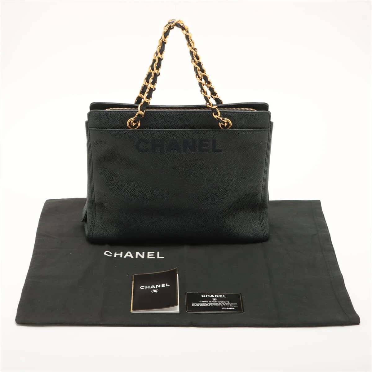 CHANEL ブラックトートバッグ CHANEL シャネル 復刻トート トートバッグ キャビアスキン