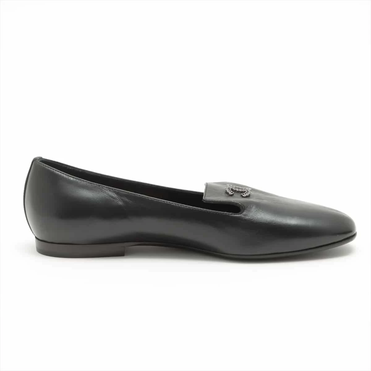 シャネル ココマーク レザー フラットパンプス 36 レディース ブラック