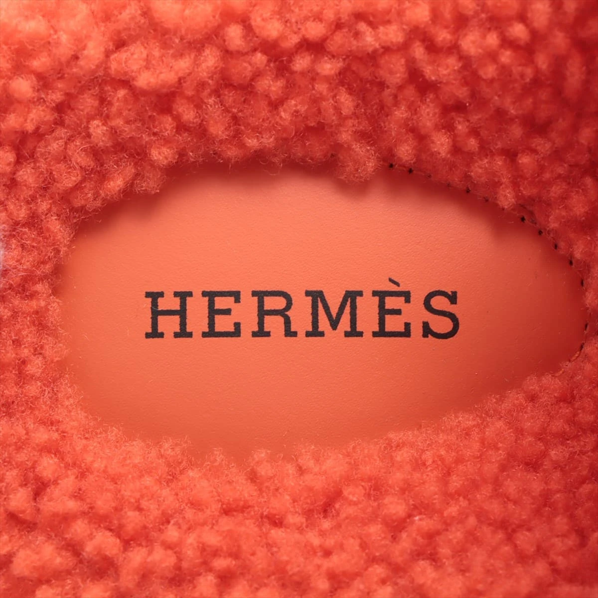 エルメス ムートン サンダル 35 1/2 レディース オレンジ シプレ