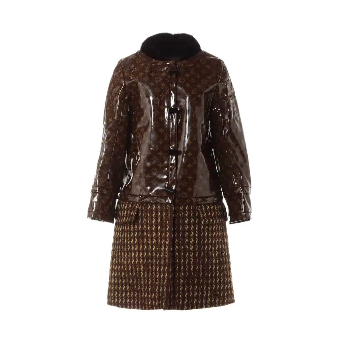 ヴィトン PVC コート 38 レディース ブラウン ミンクファー モノグラム