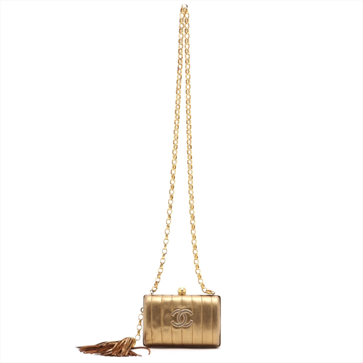 シャネル マドモアゼル ラムスキン チェーンショルダーバッグ ゴールド  