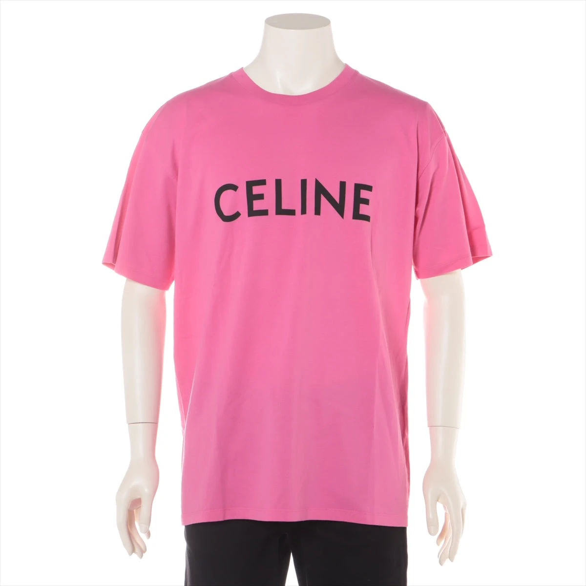 逆輸入 セリーヌ 21SS コットン Tシャツ L メンズ ピンク ロゴプリント トップス
