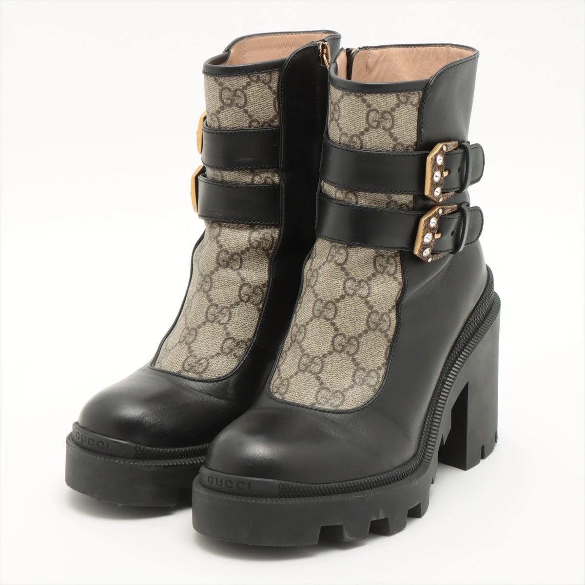 美品 グッチ GUCCI ブーツ ロングブーツ ジップアップ シェリー