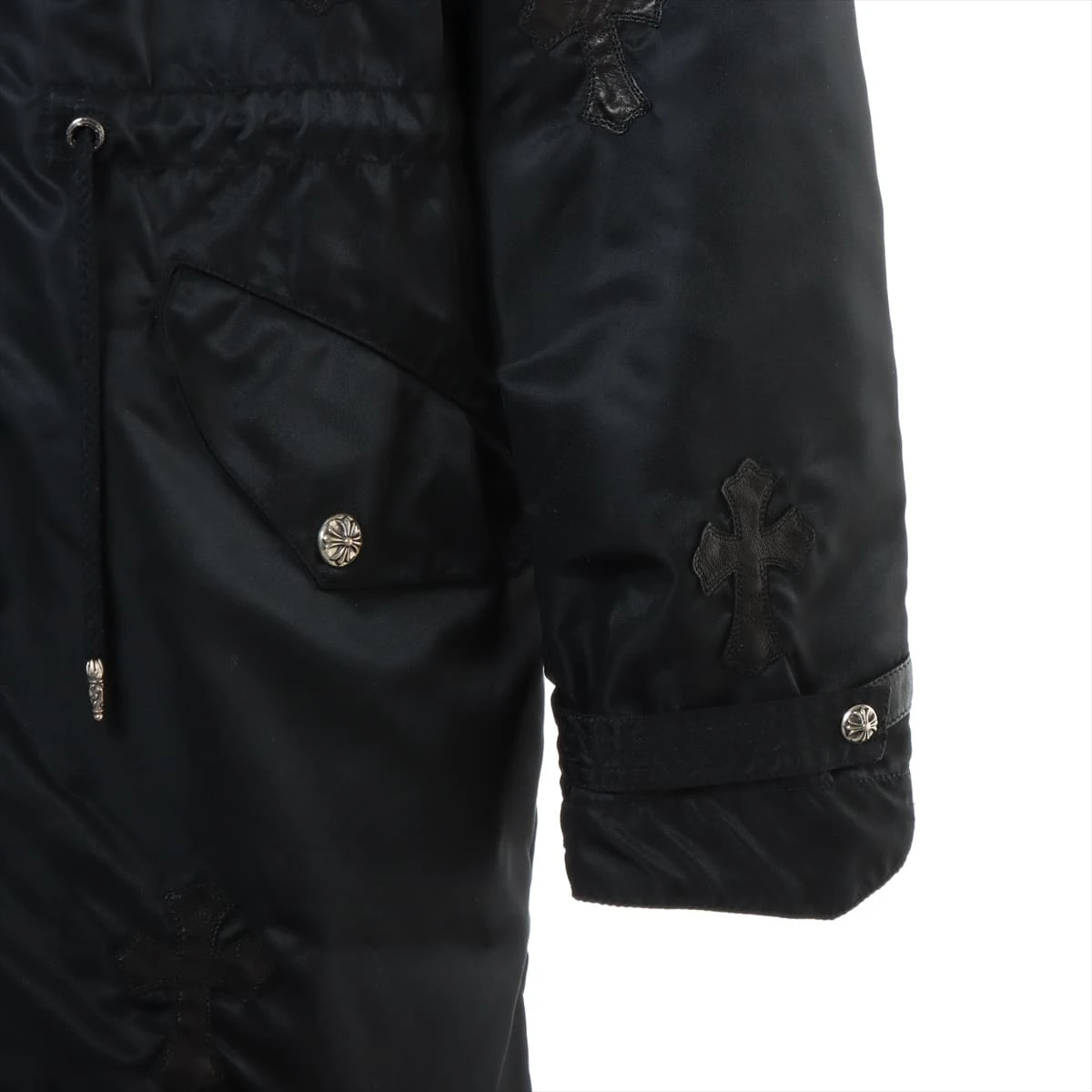 クロムハーツ モッズコート ナイロン L ブラック ラムレザー
