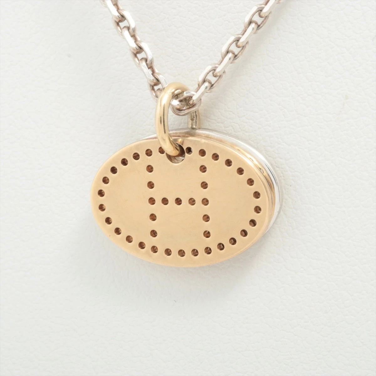 エルメス エブリン ネックレス 925×750 9.2g ゴールド×シルバー  