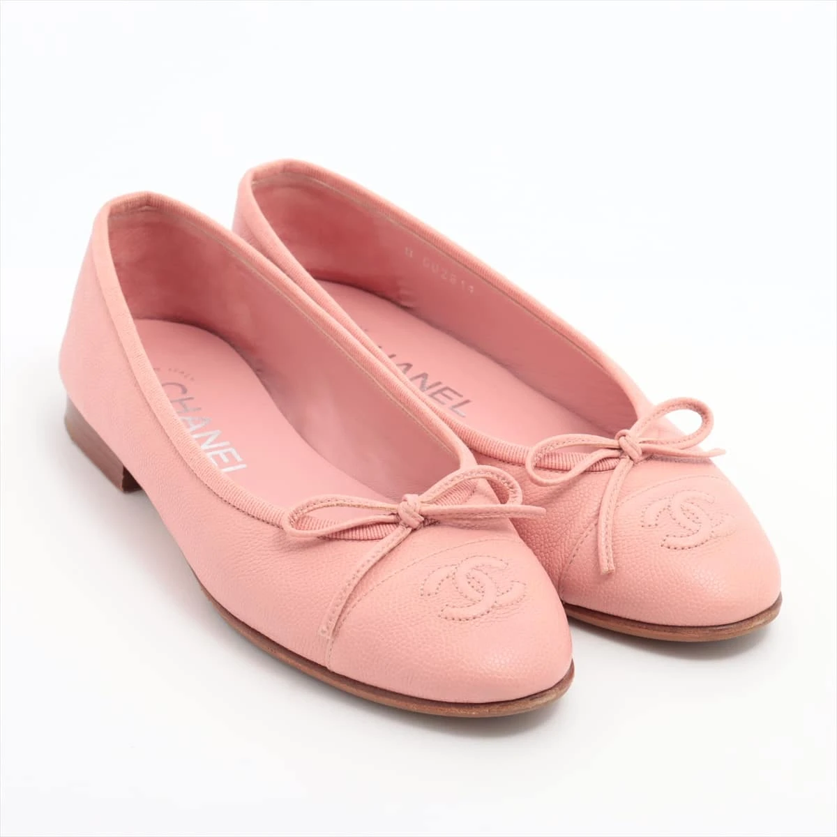 CHANEL ココマーク リボン レザー アーモンドトゥ パンプス G27 シャネル ココマーク 16C パテントレザー フラットパンプス 34 1