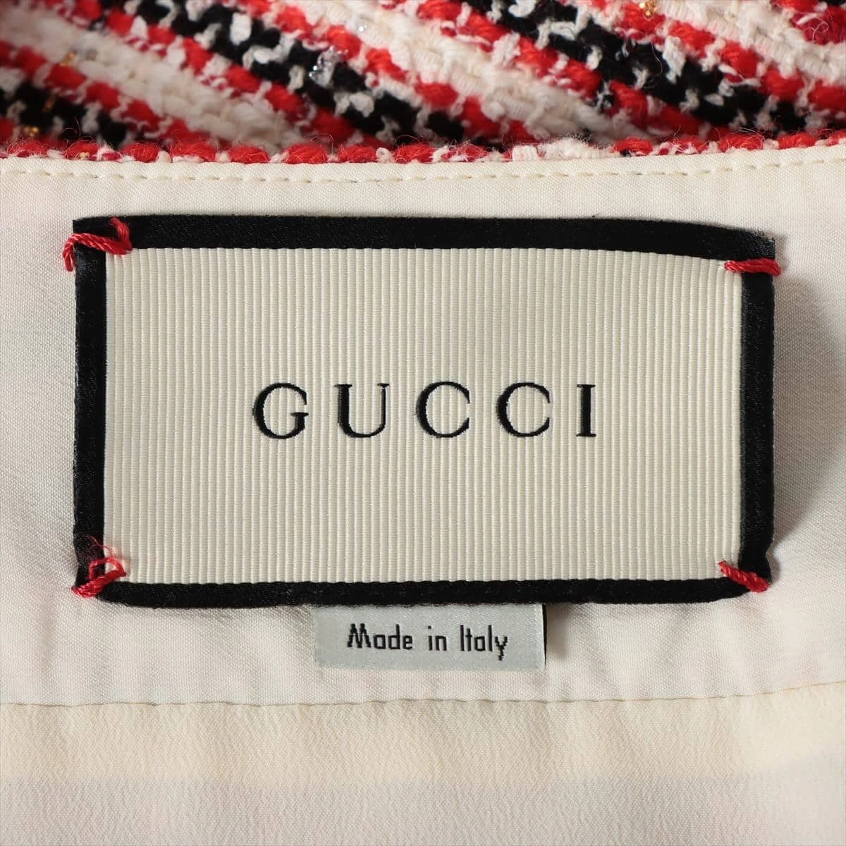 グッチ GG 17年 ツイード スカート 36 レディース レッド 430572